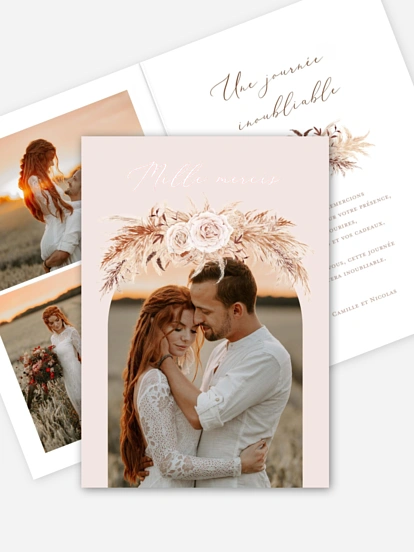 Carte de remerciements Arc bohème