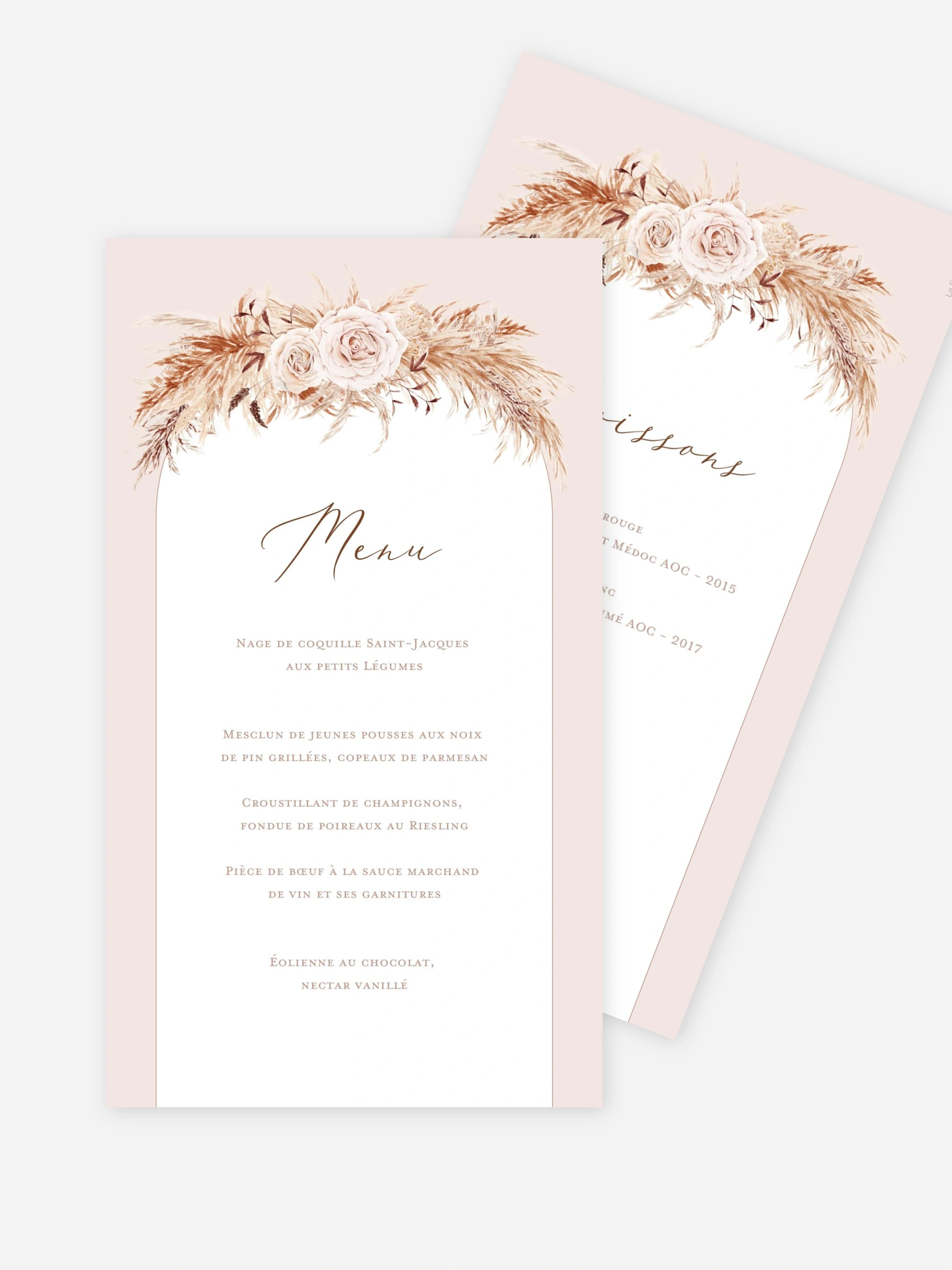 Menu mariage Arc bohème