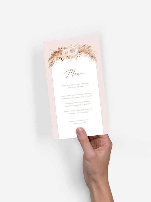 Menu mariage Arc bohème