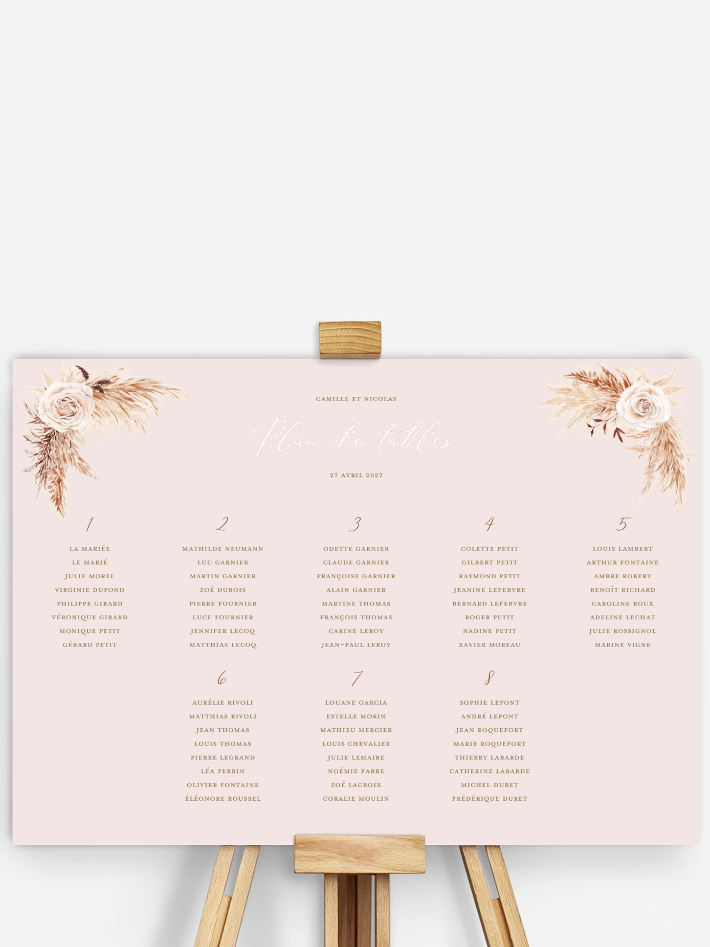 Poster plan de table mariage Arc bohème