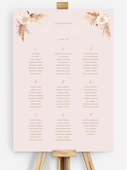 Poster plan de table mariage Arc bohème