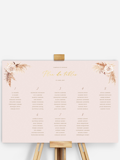 Poster plan de table mariage Arc bohème