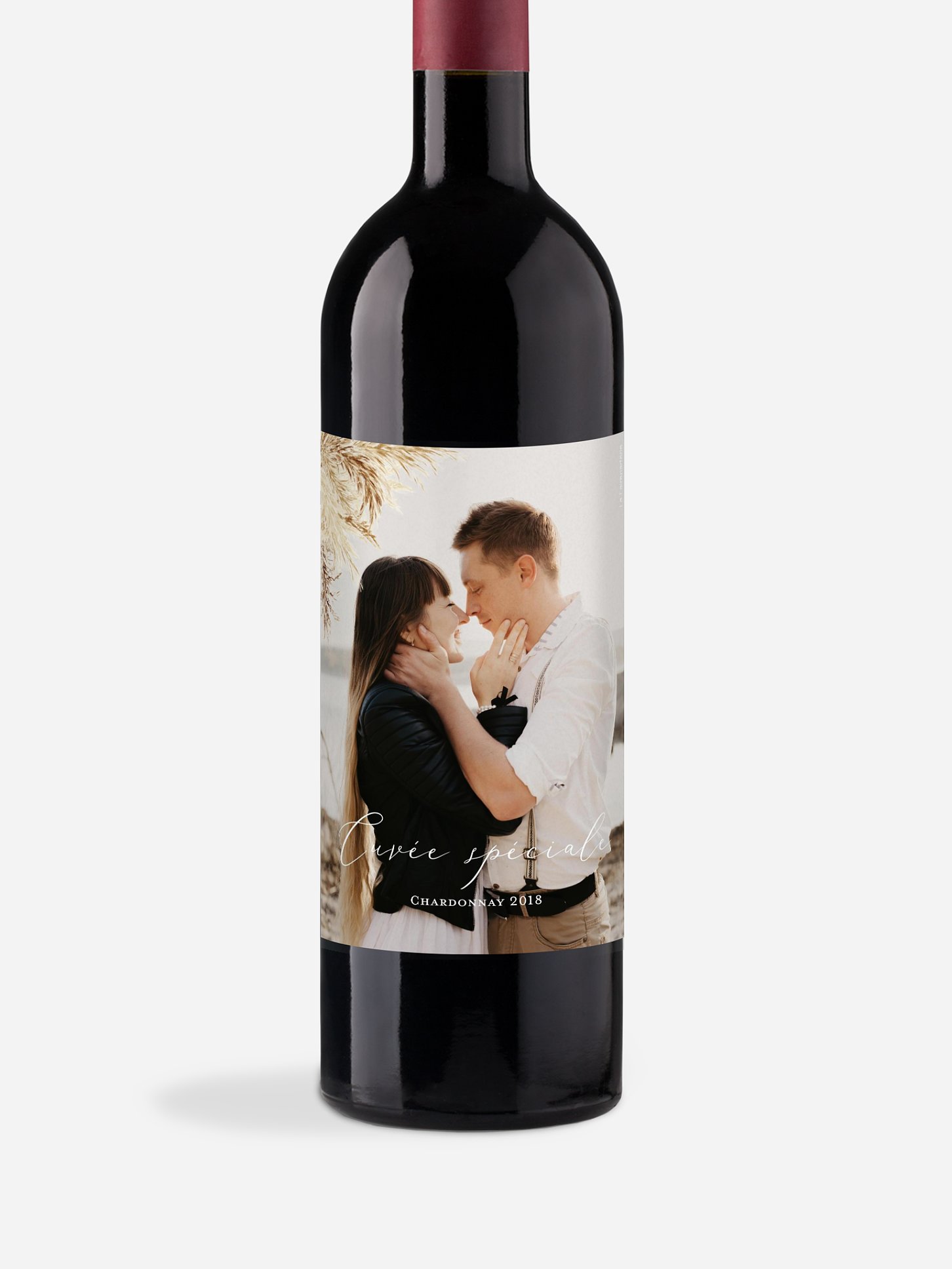 Étiquette bouteille Amour précieux pampas