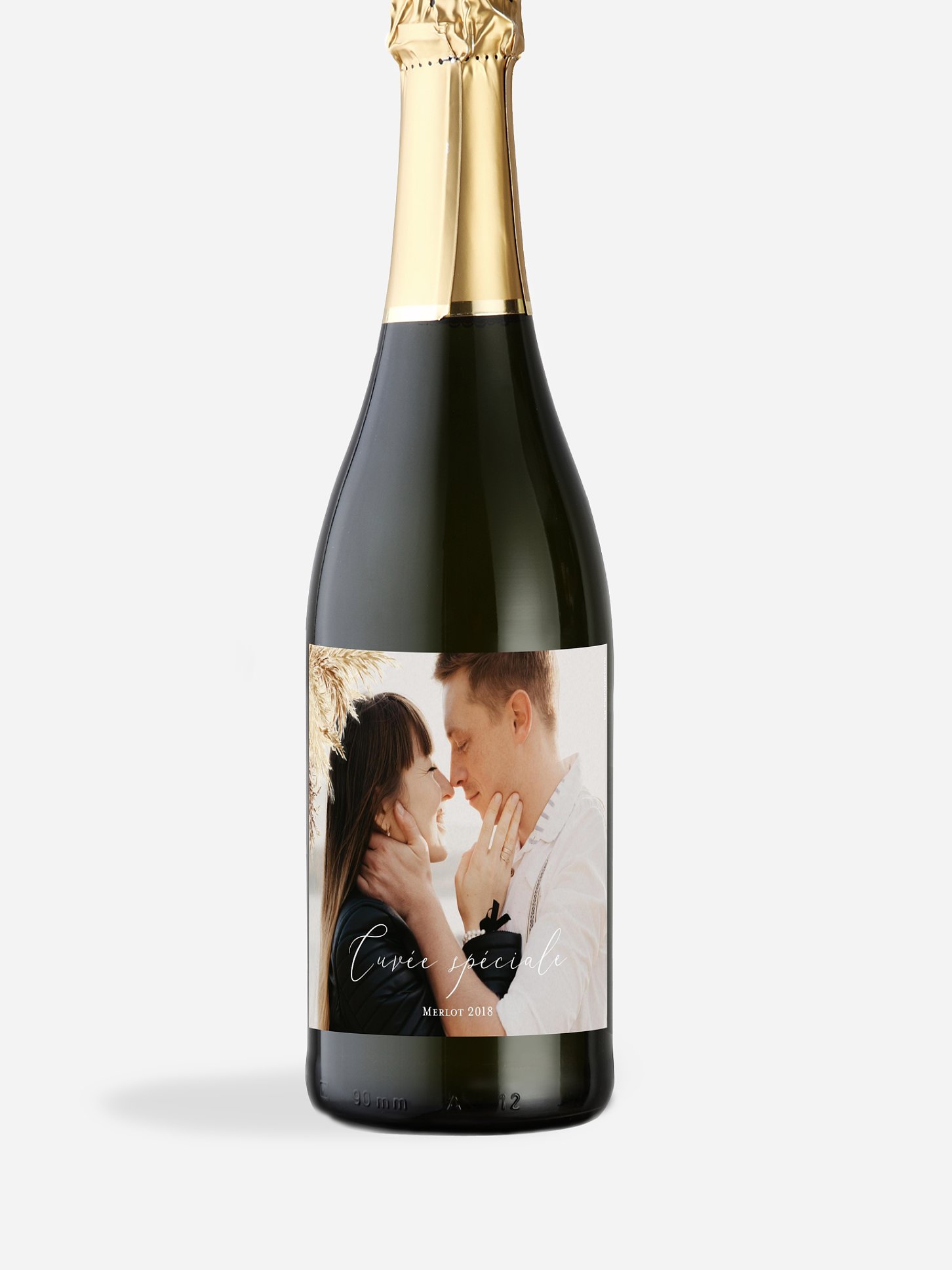 Étiquette bouteille Amour précieux pampas