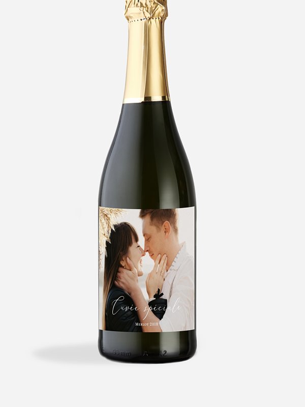 Étiquette bouteille Amour précieux pampas