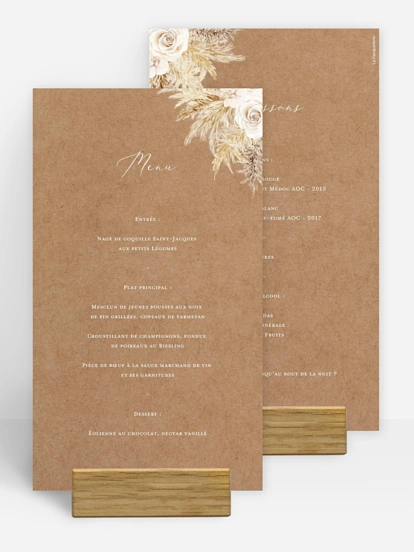 Menu mariage Amour précieux pampas