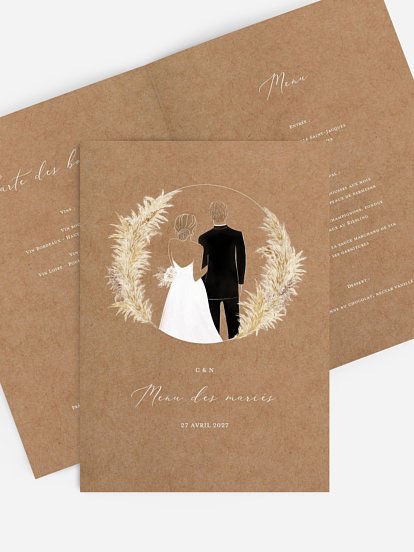 Menu mariage Amour précieux pampas