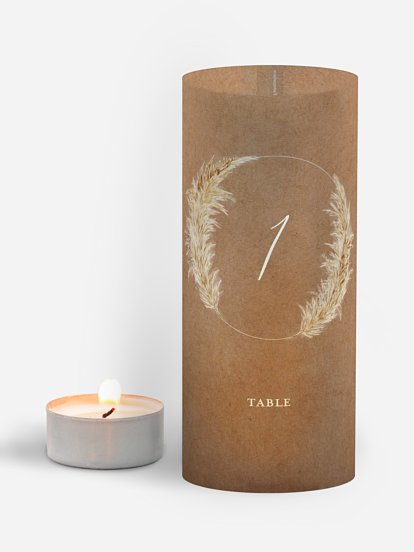 Numéro de table mariage Amour précieux pampas