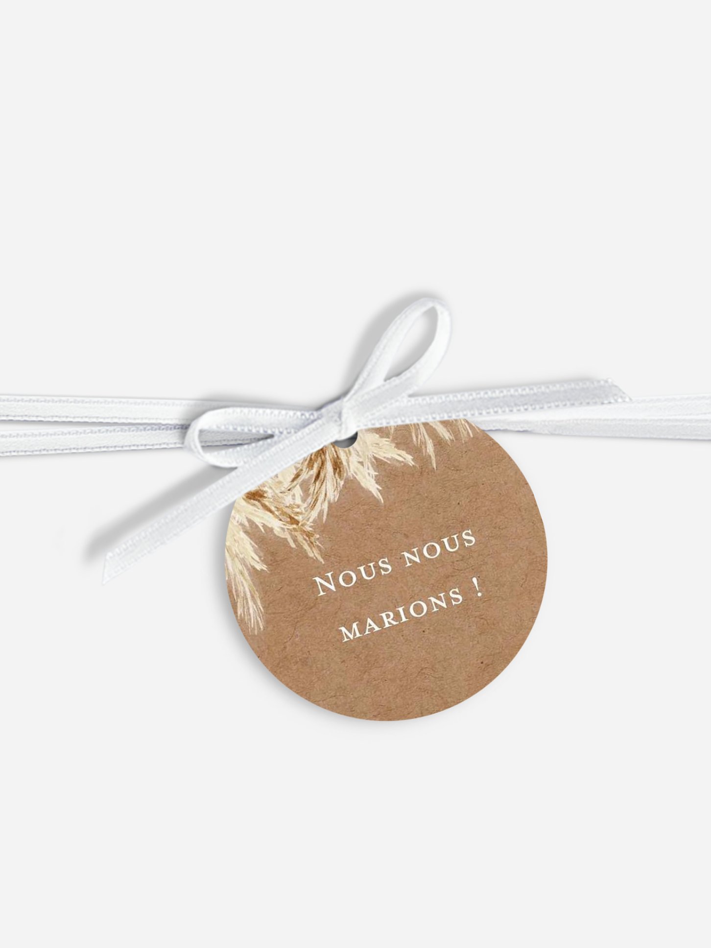 Étiquette avec ruban Amour précieux pampas