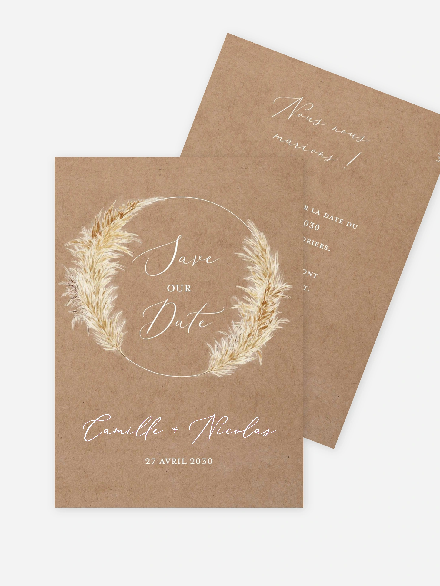 Save the date Amour précieux pampas