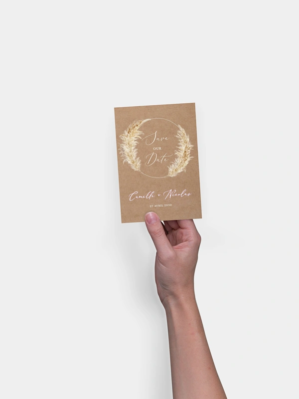 Save the date Amour précieux pampas