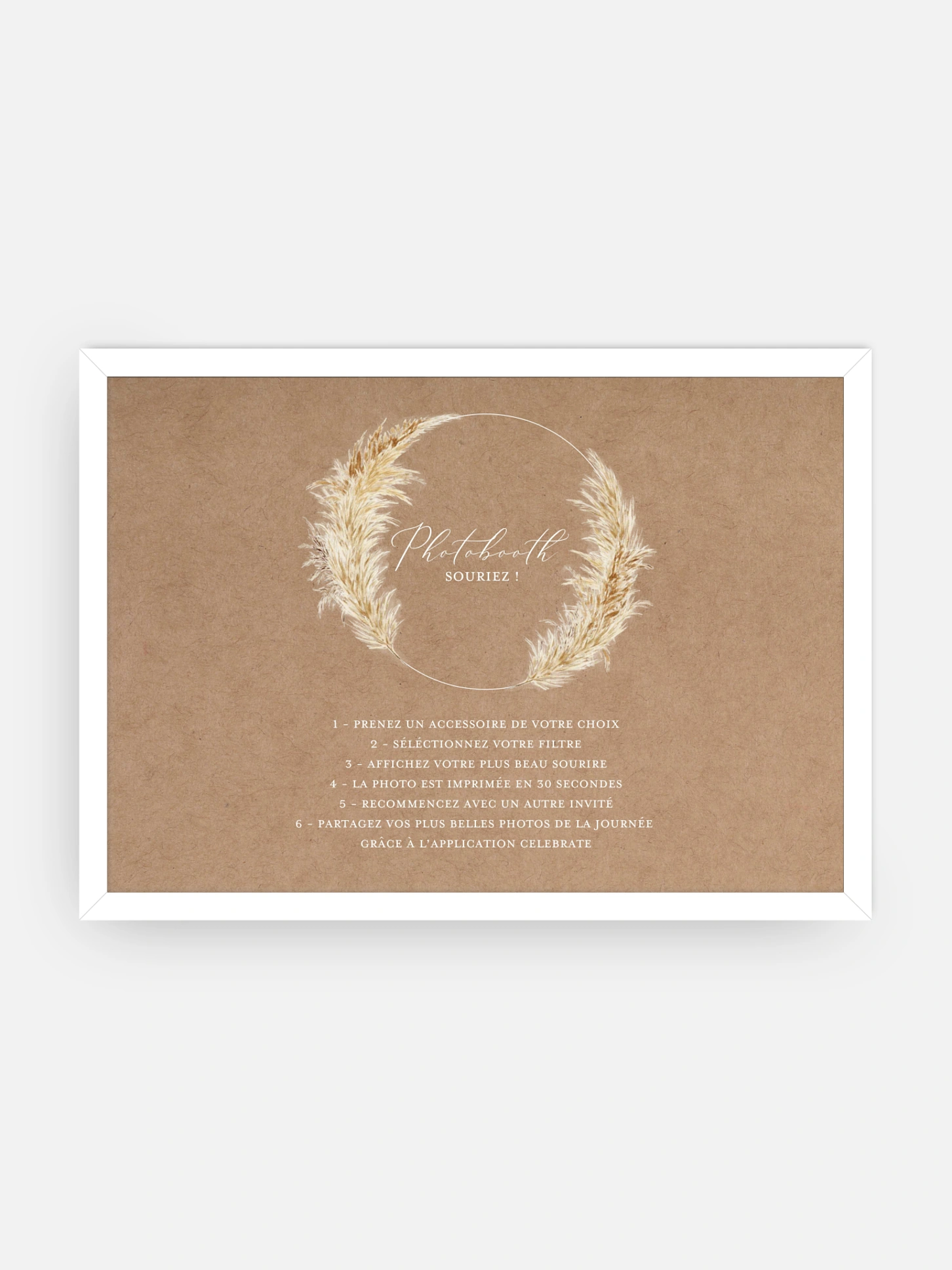 Affiche photobooth mariage Amour précieux pampas