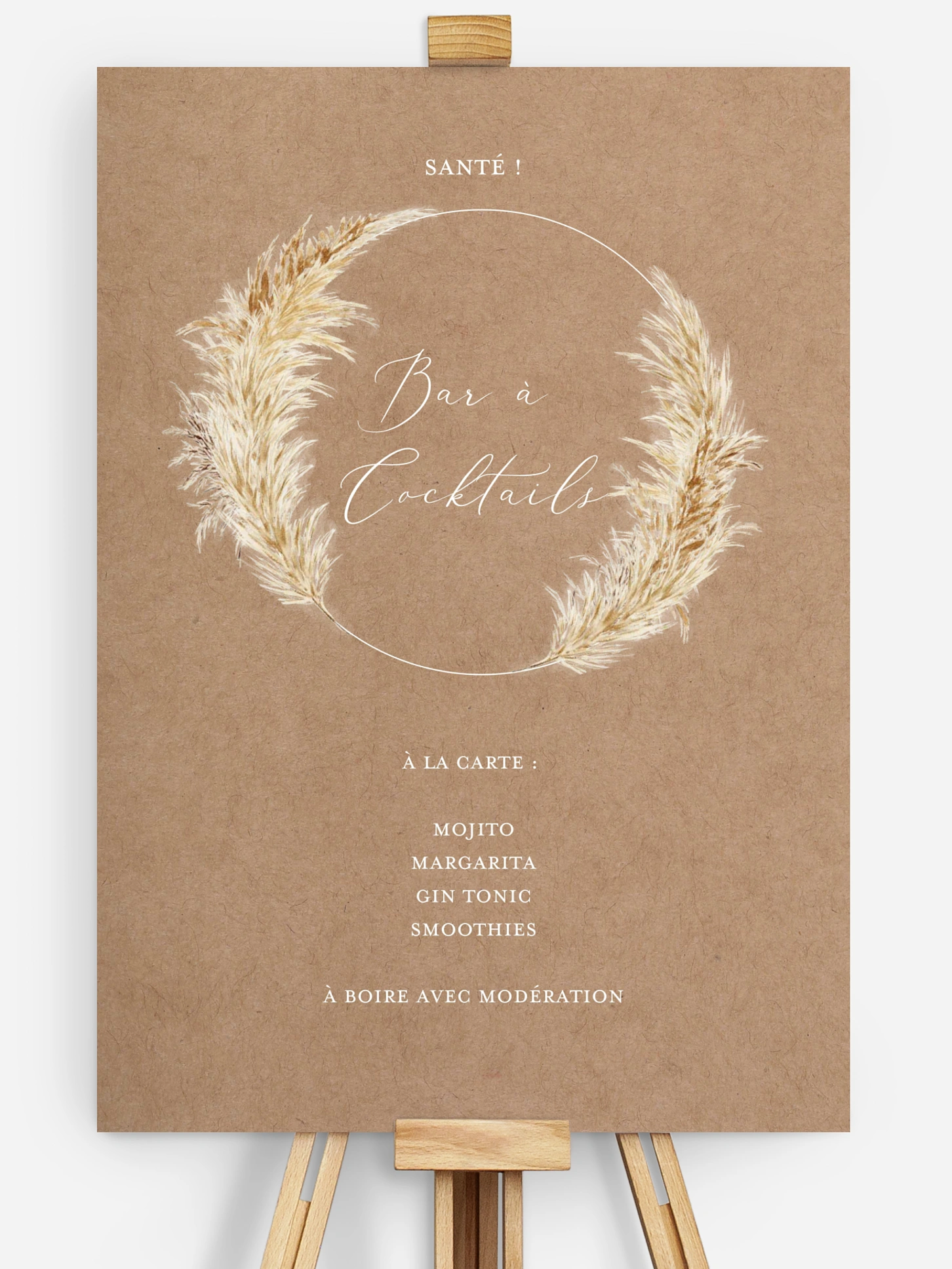 Affiche cocktail Amour précieux pampas