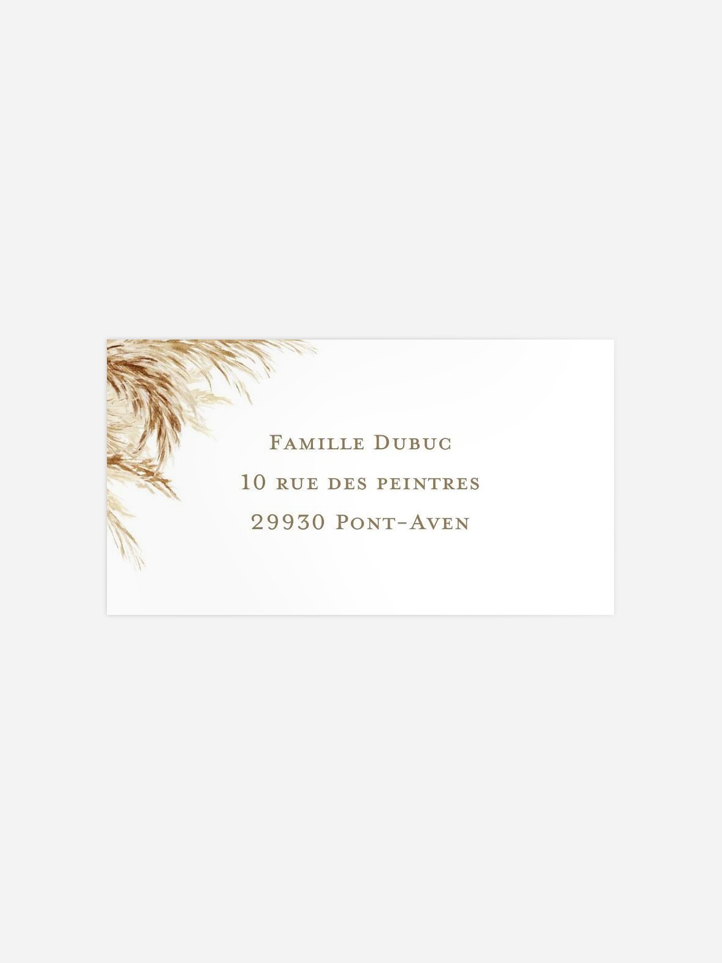 Étiquette destinataire mariage Amour précieux pampas