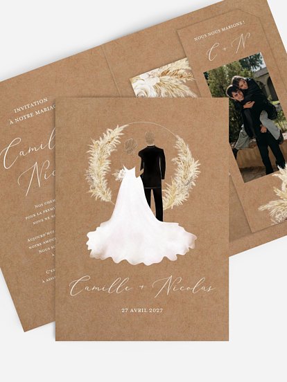 Faire-part de mariage Amour précieux pampas