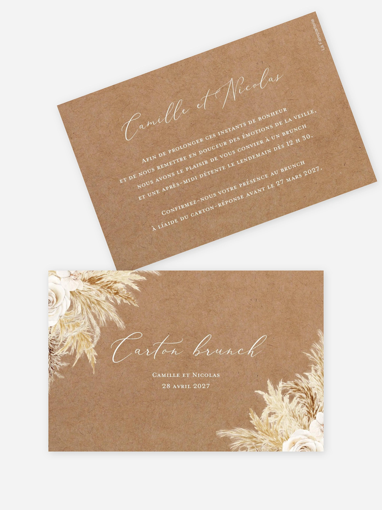 Carte brunch Amour précieux pampas