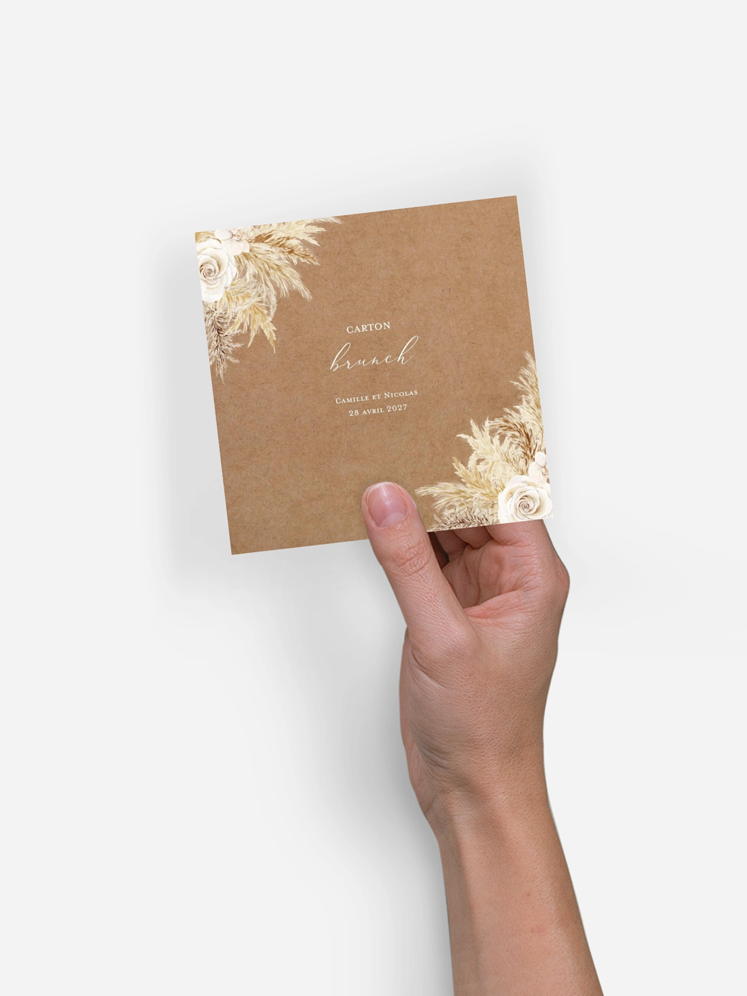 Carte brunch Amour précieux pampas