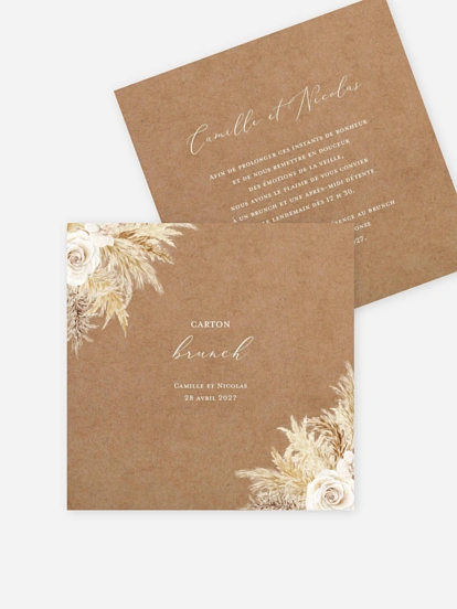 Carte brunch Amour précieux pampas
