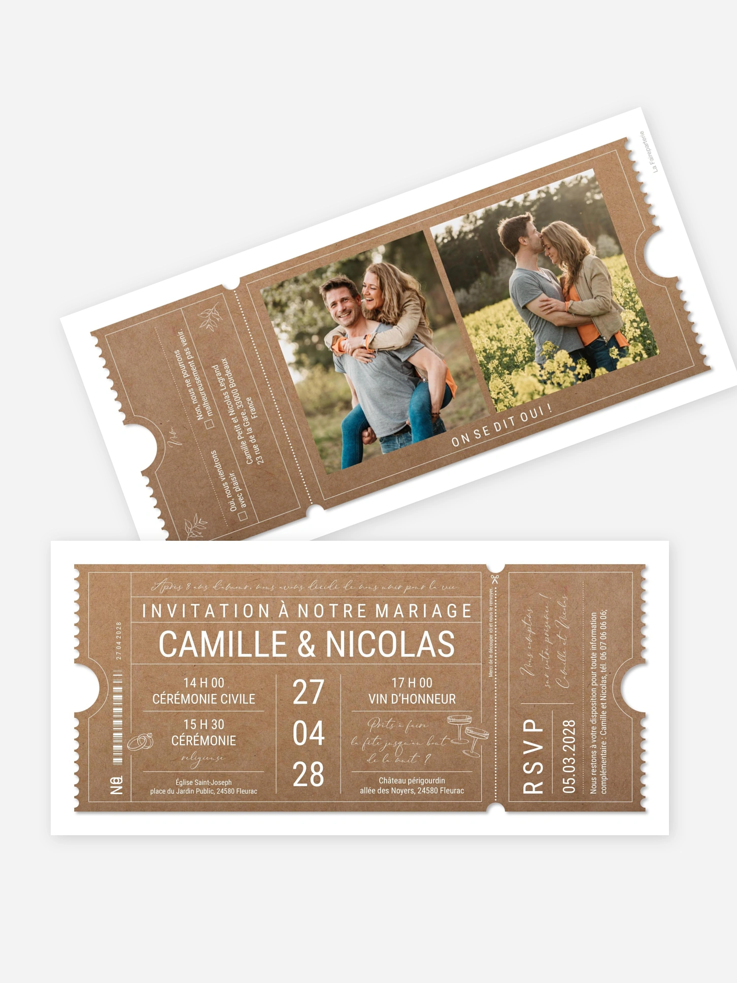 Faire-part de mariage Voyage de l'amour