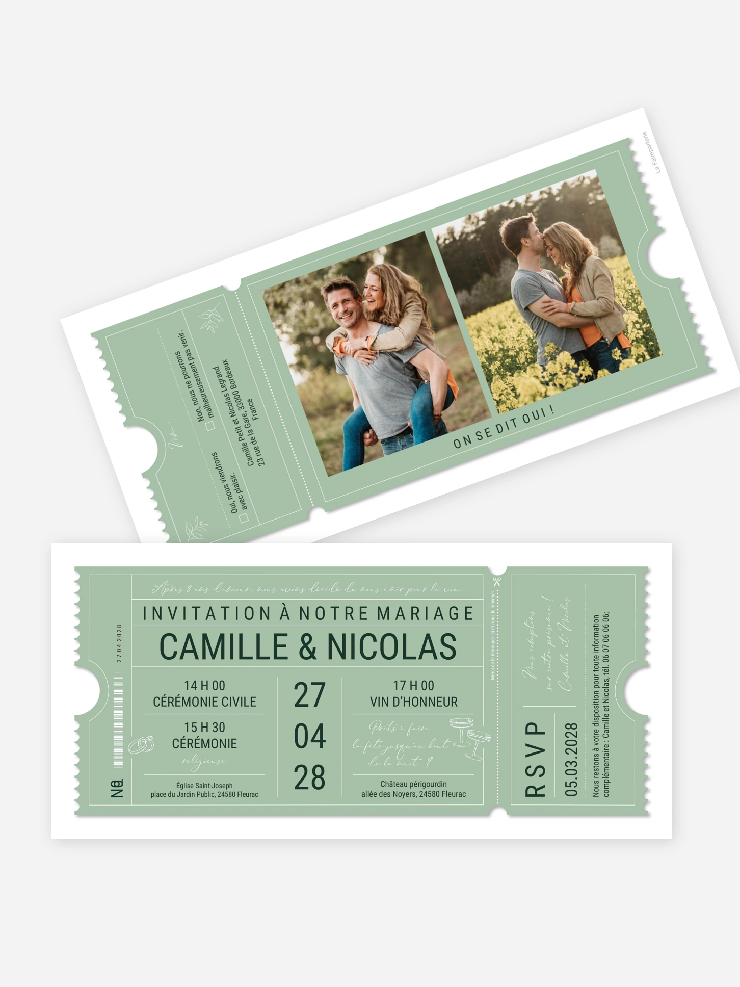 Faire-part de mariage Voyage de l'amour