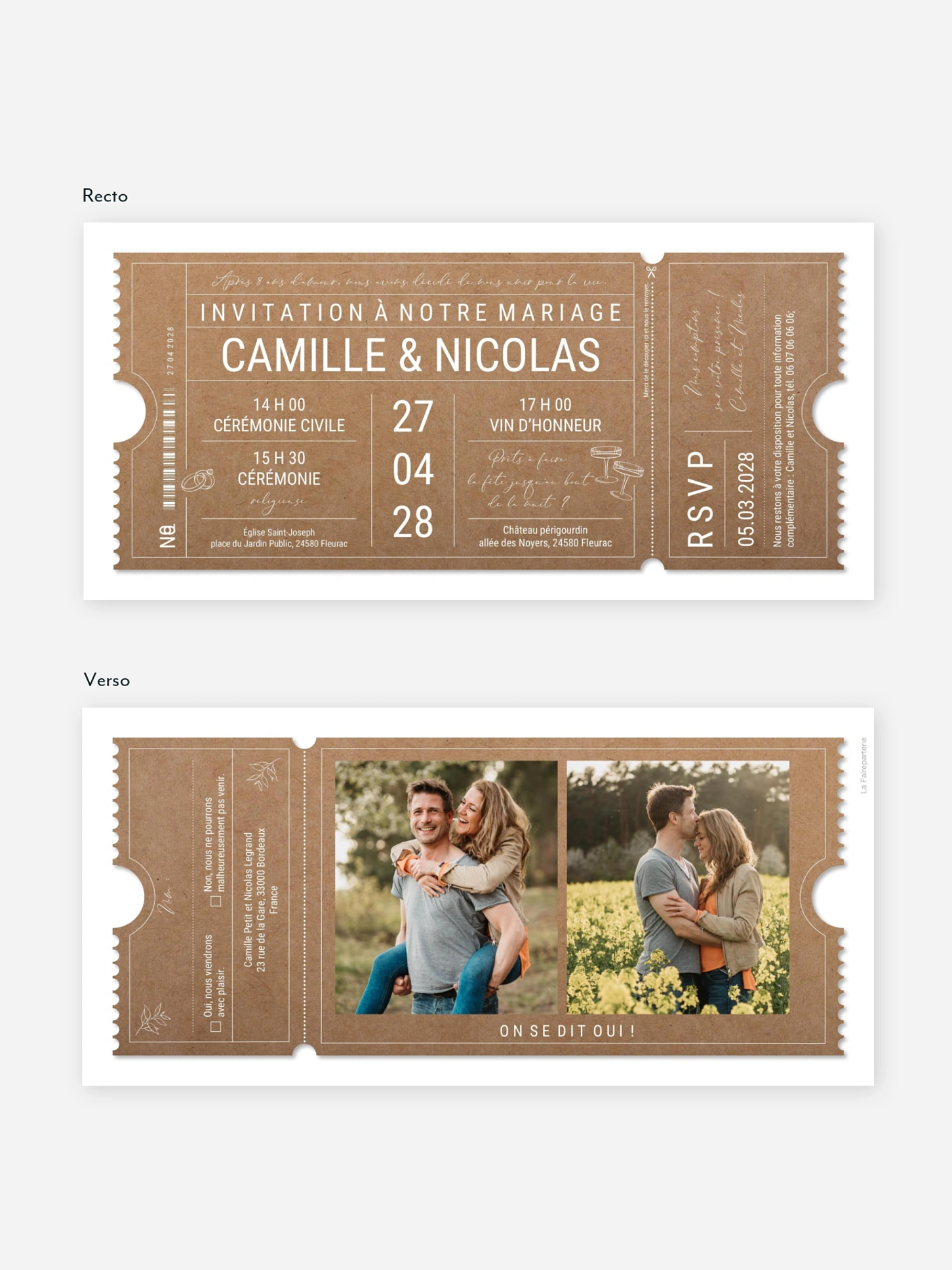 Faire-part de mariage Voyage de l'amour