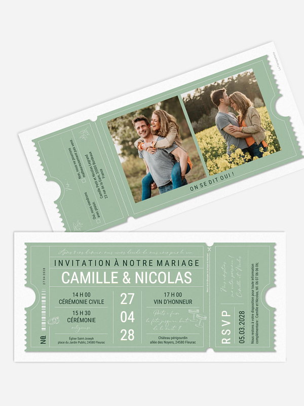 Faire-part de mariage Voyage de l'amour