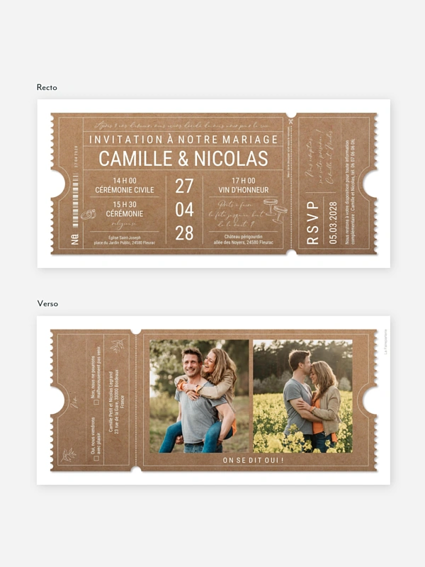 Faire-part de mariage Voyage de l'amour
