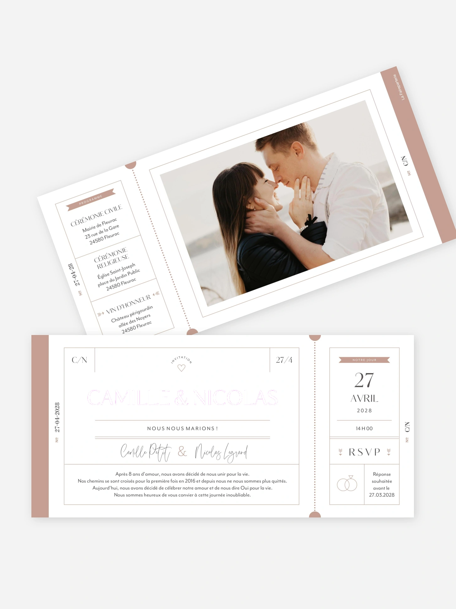 Faire-part de mariage Ticket du bonheur