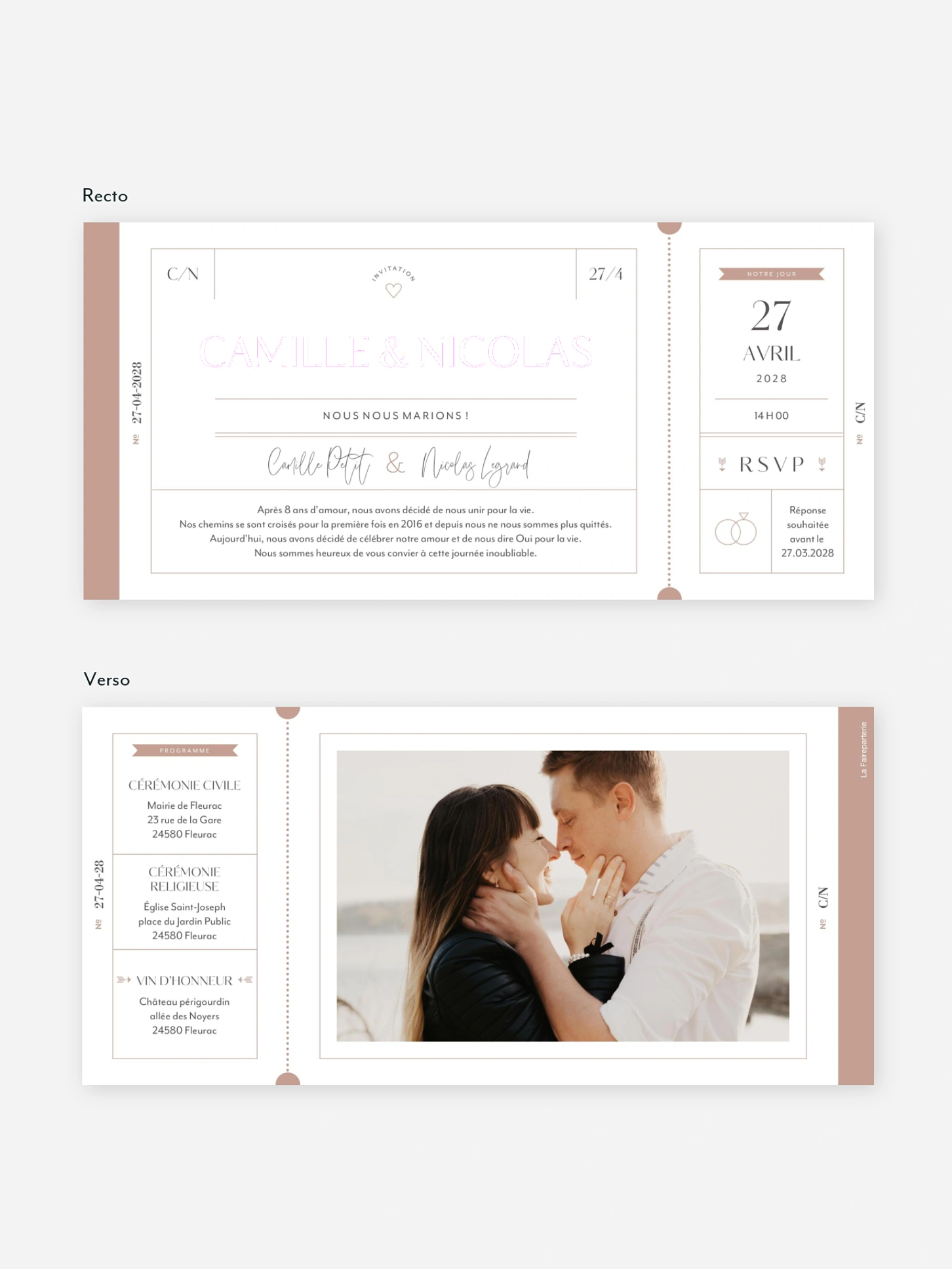 Faire-part de mariage Ticket du bonheur