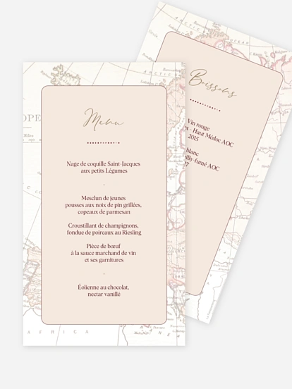 Menu mariage Passeport vintage