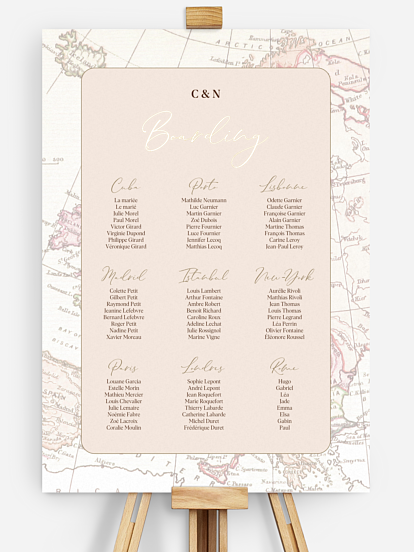 Poster plan de table mariage Passeport vintage