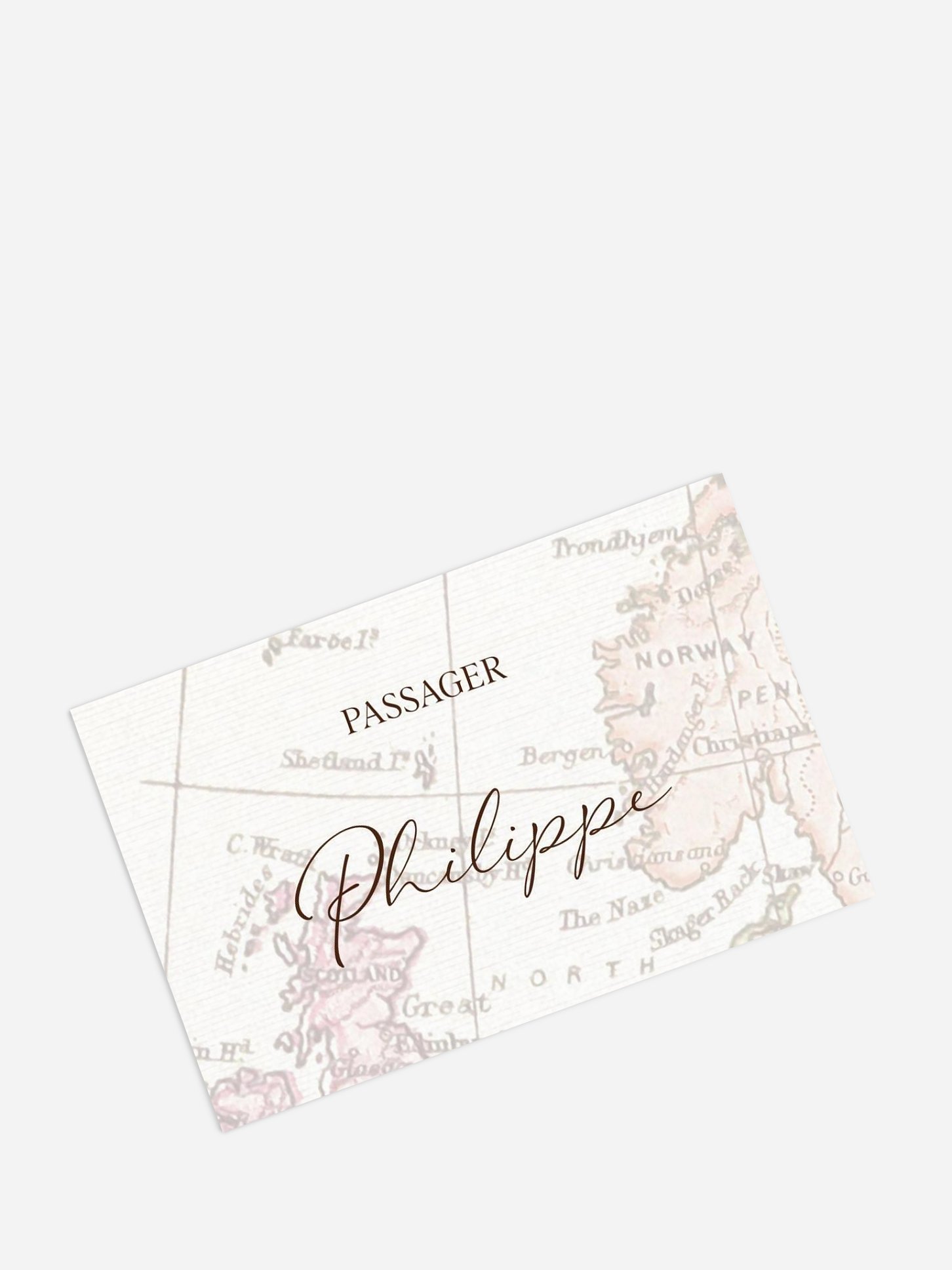 Marque-place mariage Passeport vintage