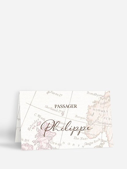 Marque-place mariage Passeport vintage