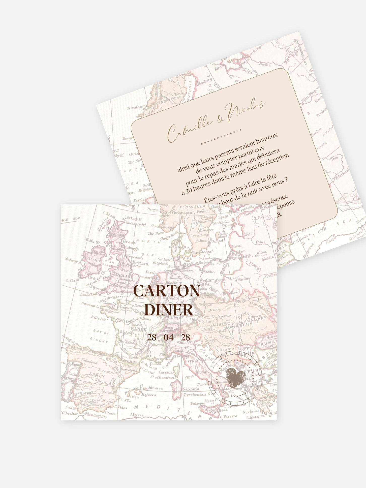 Carton d'invitation Passeport vintage