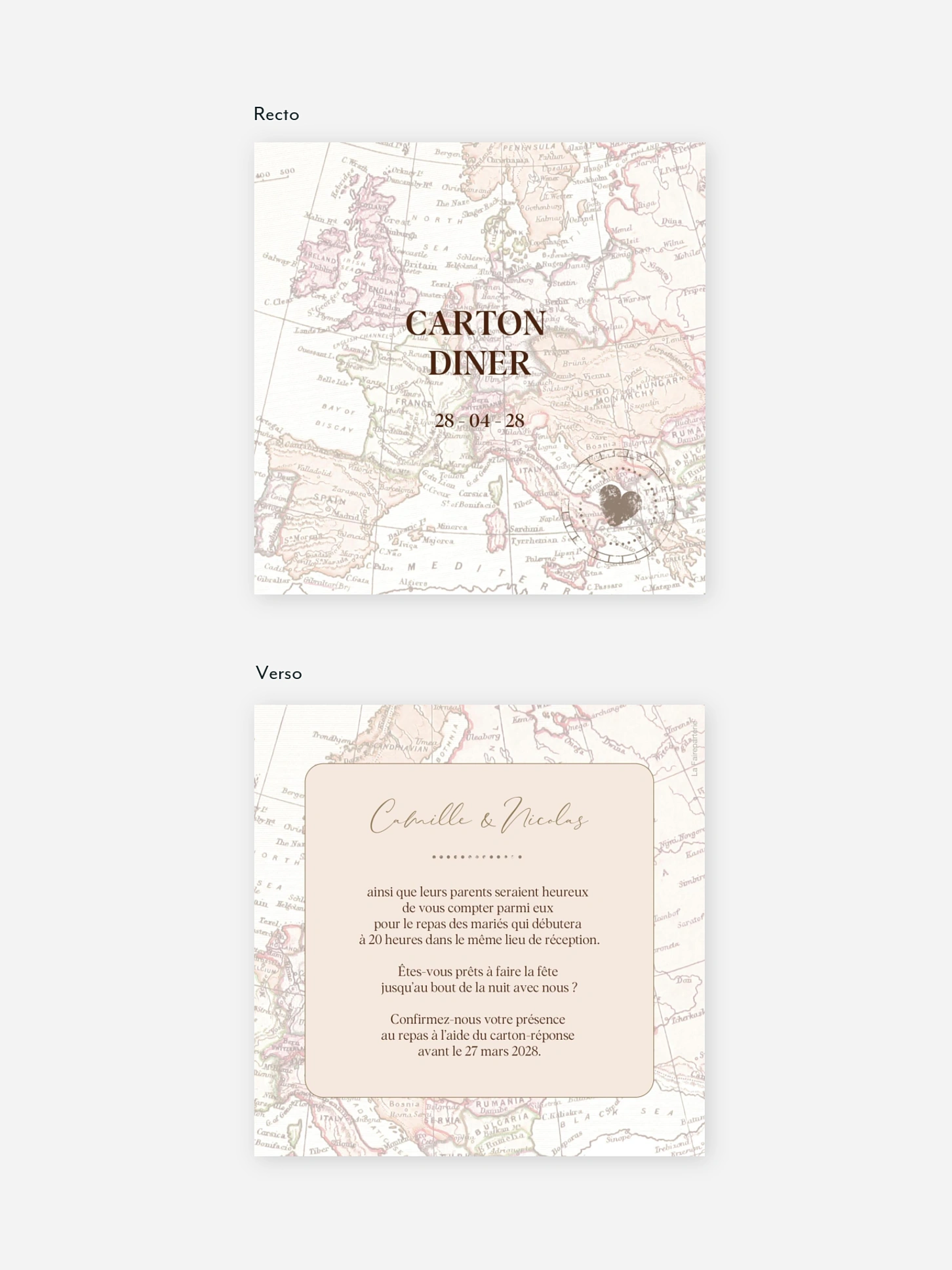 Carton d'invitation Passeport vintage