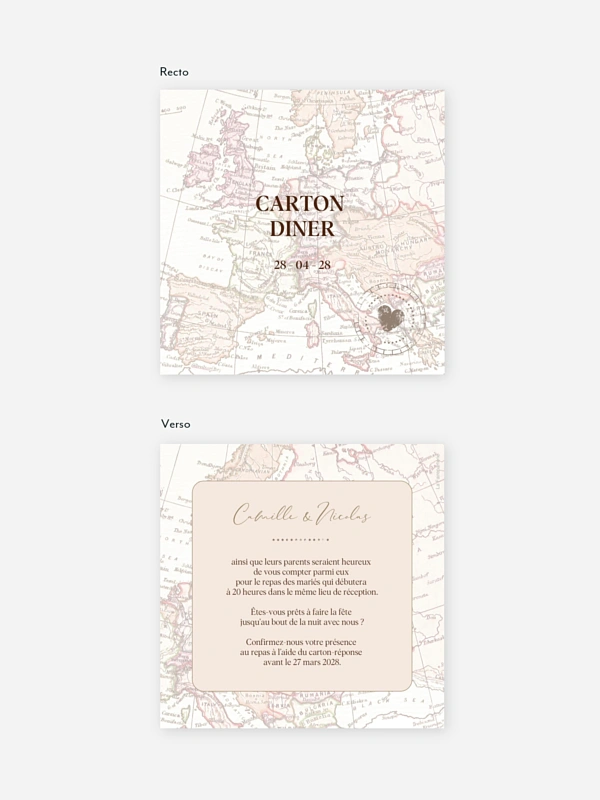 Carton d'invitation Passeport vintage