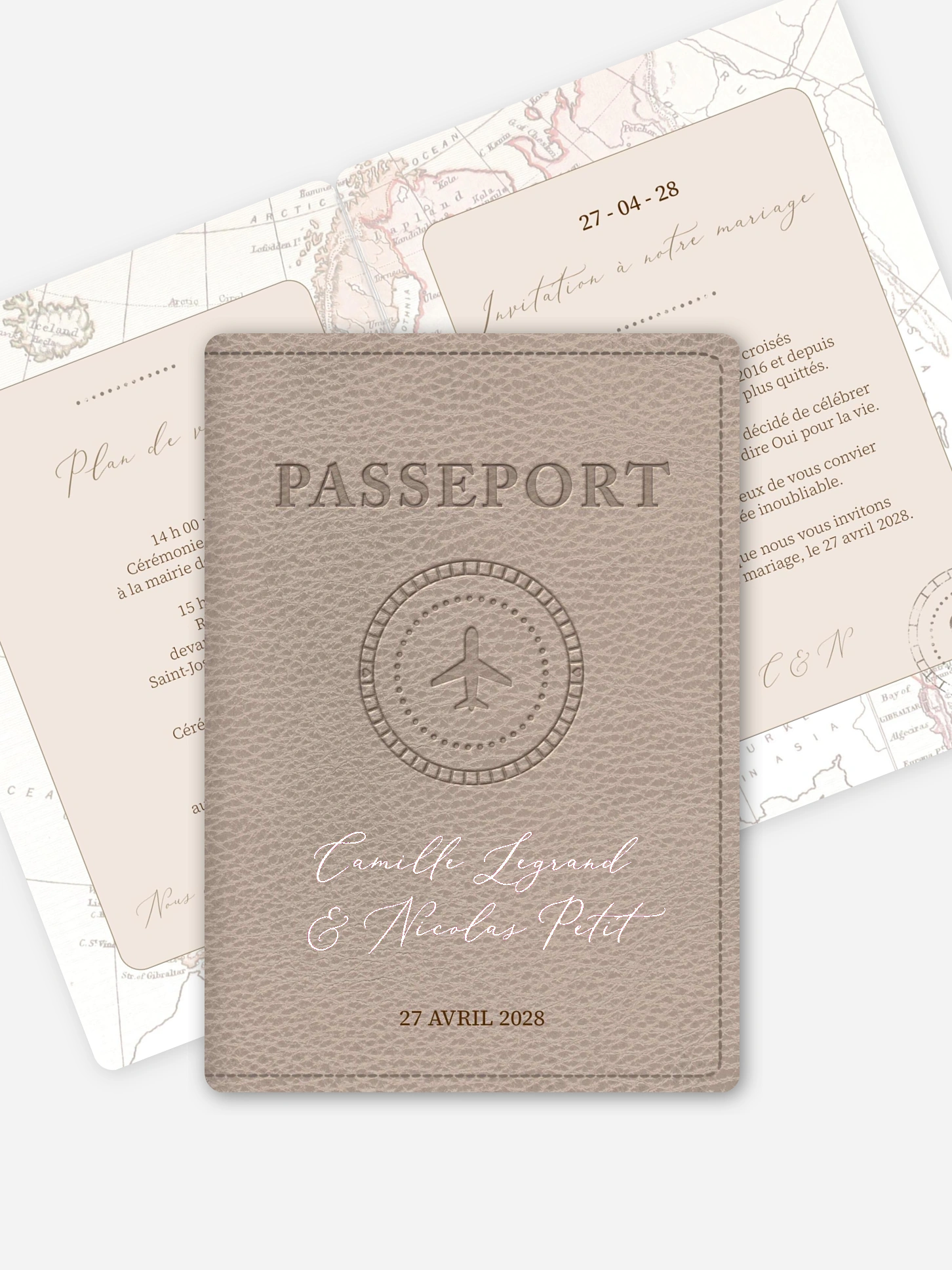 Faire-part de mariage Passeport vintage