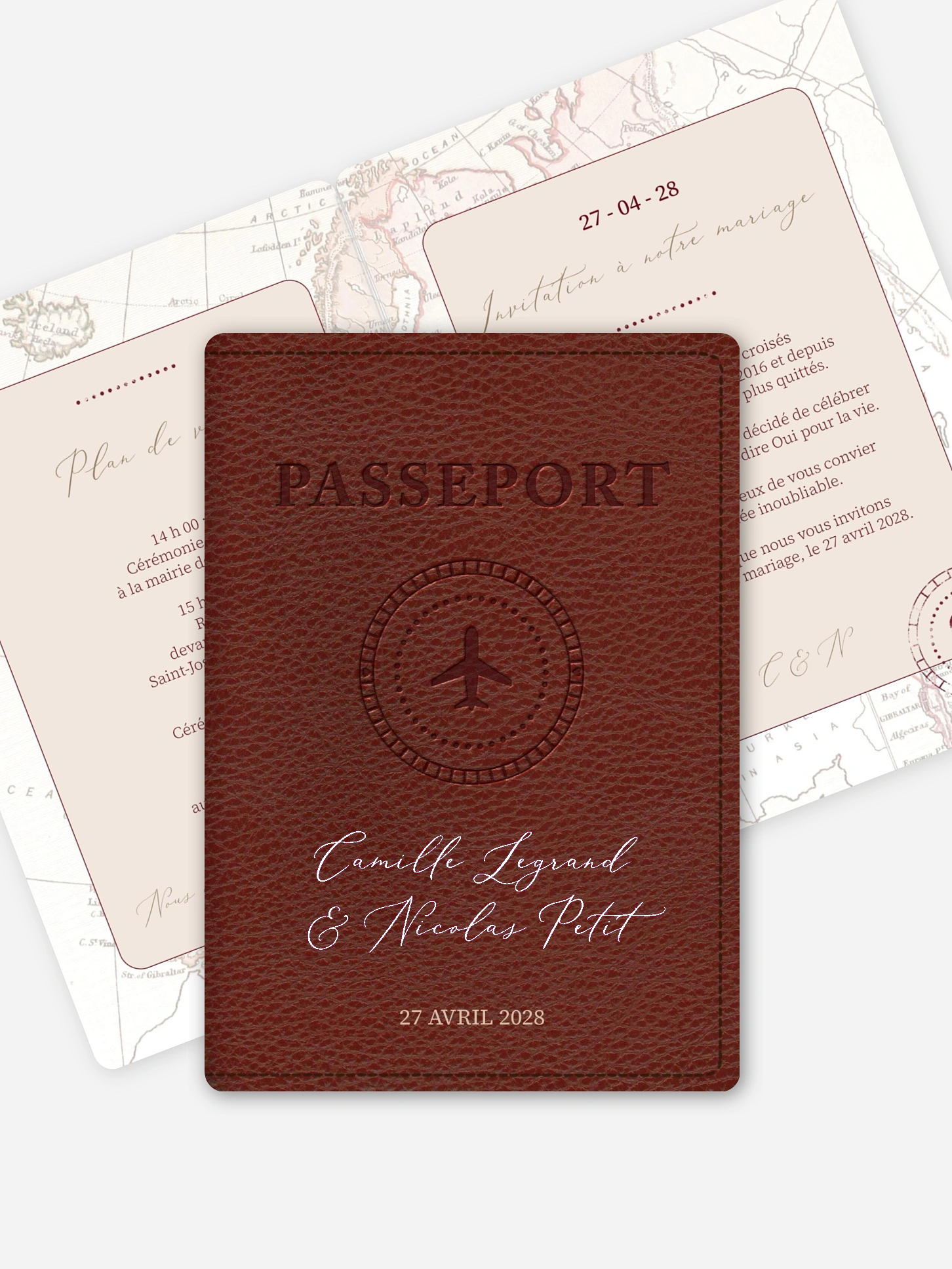 Faire-part de mariage Passeport vintage