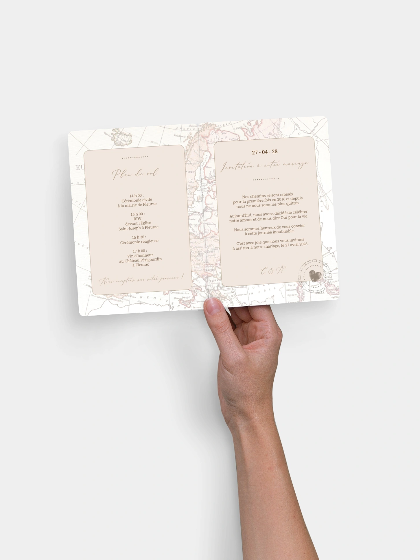 Faire-part de mariage Passeport vintage