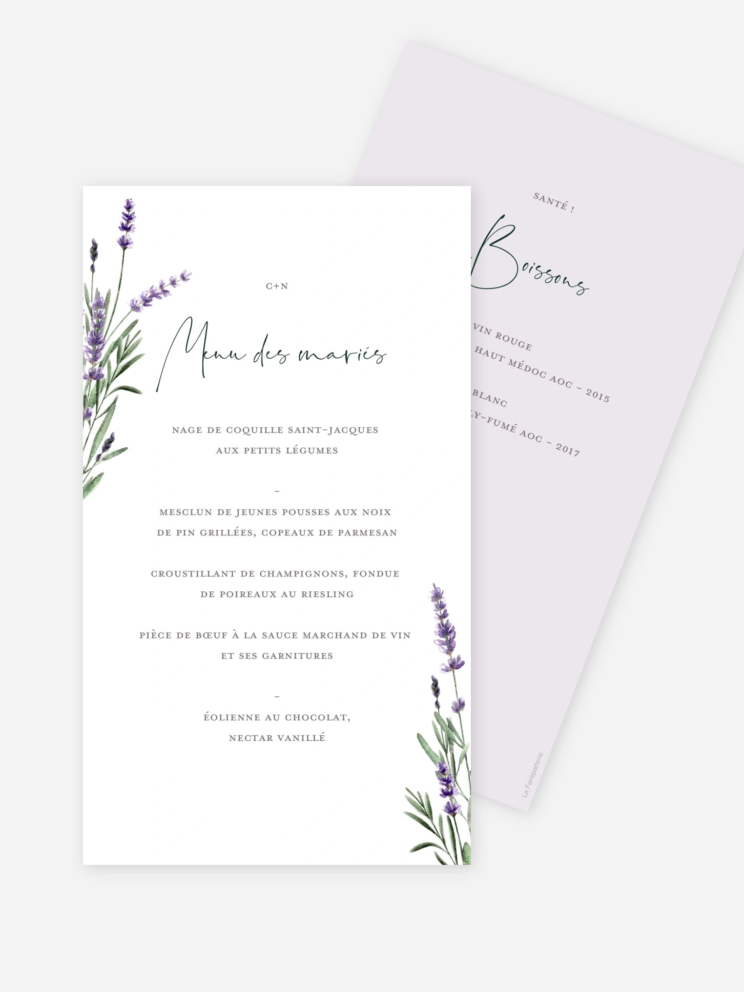 Menu mariage Un air de provence
