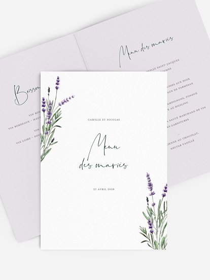 Menu mariage Un air de provence