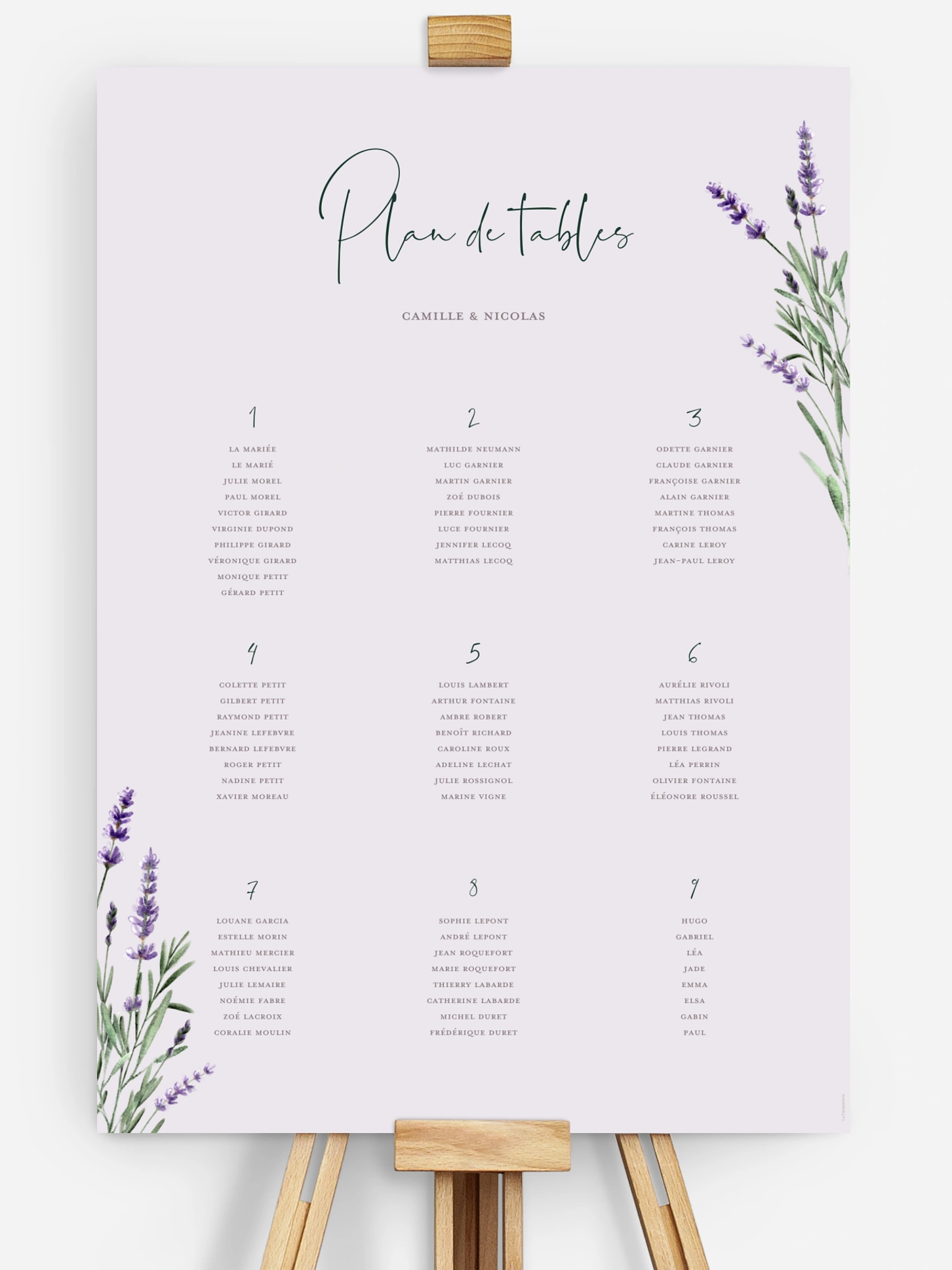 Poster plan de table mariage Un air de provence