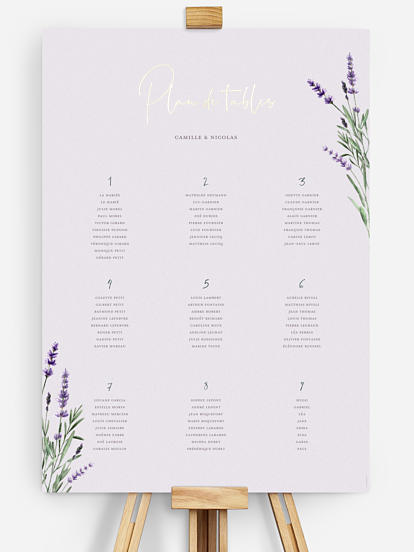 Poster plan de table mariage Un air de provence