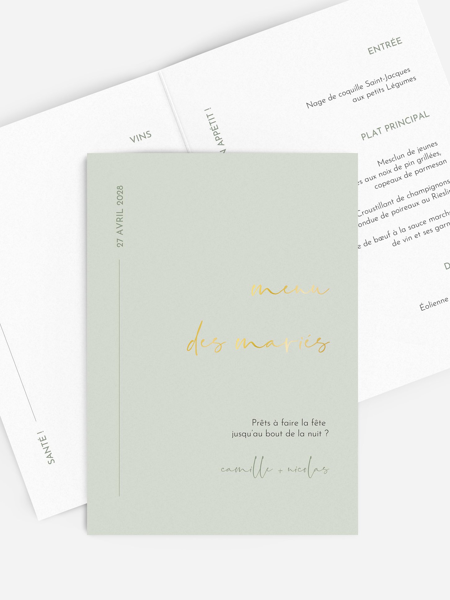 Menu mariage Romance moderne