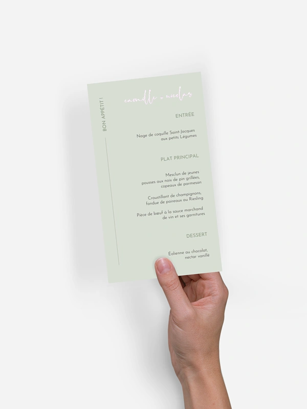 Menu mariage Romance moderne