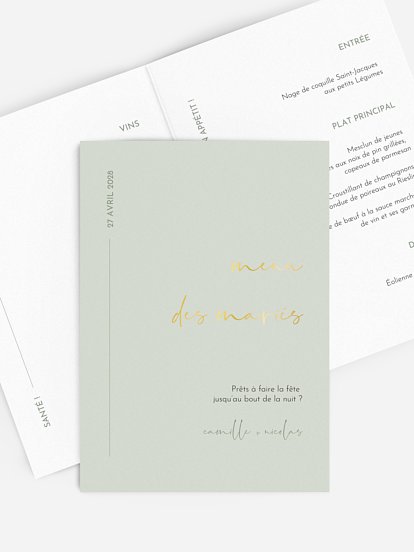 Menu mariage Romance moderne