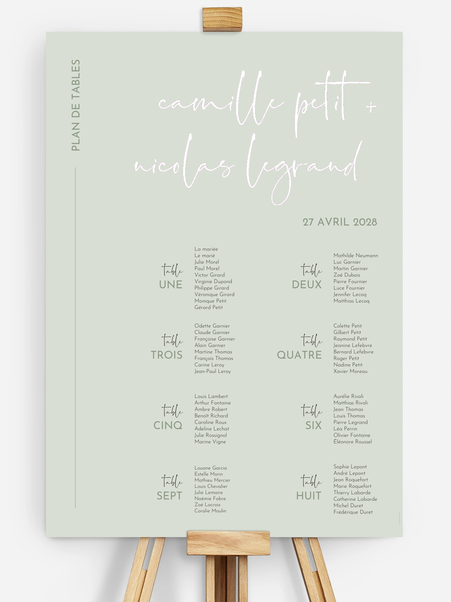 Poster plan de table mariage Romance moderne