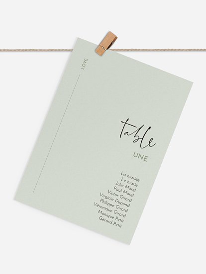 Cartons plan de table mariage Romance moderne