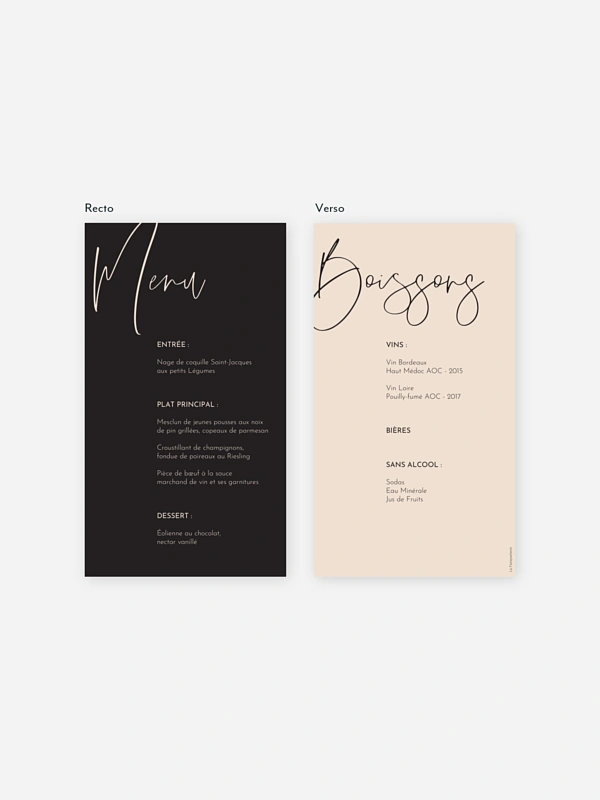 Menu mariage Typo élégante