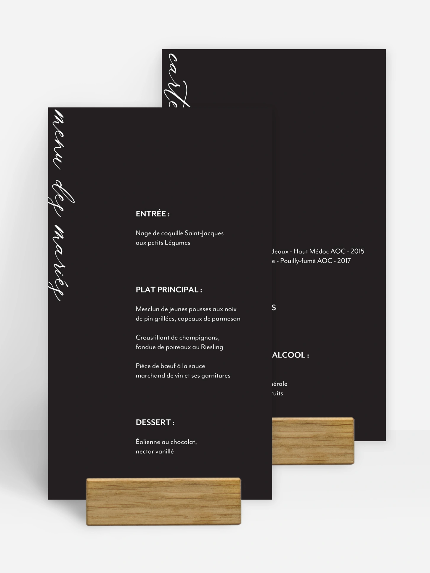 Menu mariage Typo minimaliste